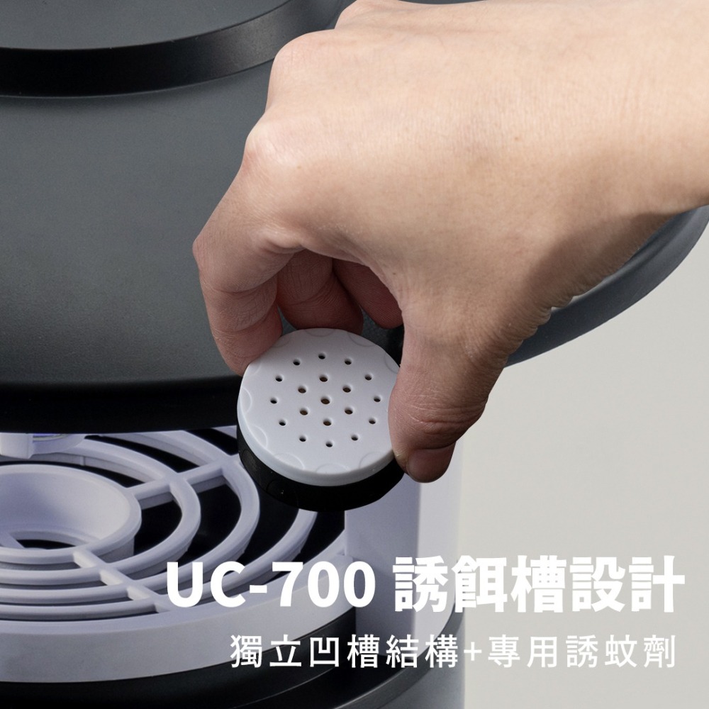 巧福 吸入式捕蚊器 IPX4防潑水 首創誘餌+黏蚊紙 (無腳架) UC-700-細節圖2