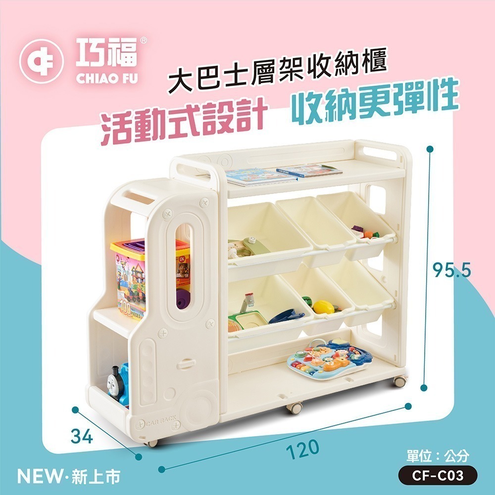 【巧福】 大巴士層架收納櫃 CF-C03 移動式底輪/輕鬆收納玩具、書籍、日用品-細節圖3
