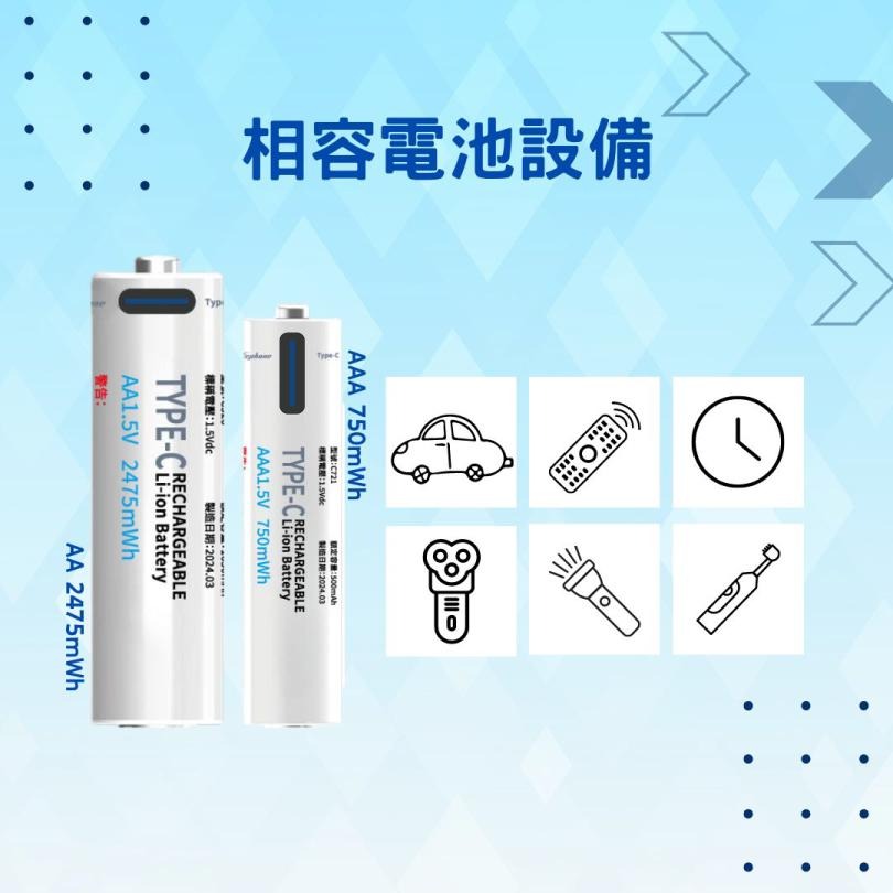 Type-C 可充式 鋰電池4入組 | 商檢認證 Wephone 充電電池 3號 4號 三號電池 四號電池 USB 快充-細節圖5