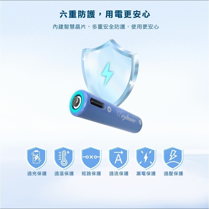 Type-C 可充式 鋰電池4入組 | 商檢認證 Wephone 充電電池 3號 4號 三號電池 四號電池 USB 快充-細節圖4