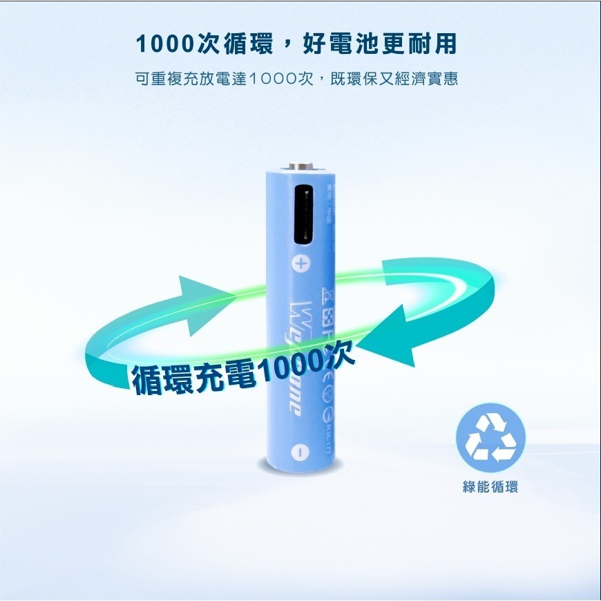 Type-C 可充式 鋰電池4入組 | 商檢認證 Wephone 充電電池 3號 4號 三號電池 四號電池 USB 快充-細節圖6