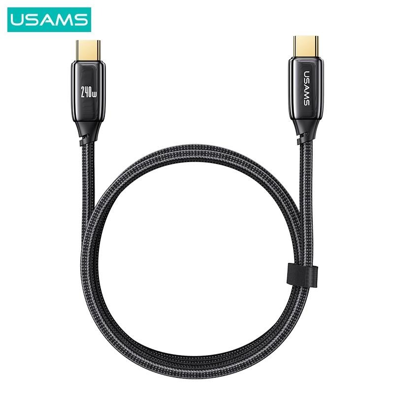 USAMS 240W PD3.1鋅合金數據線 Type-C To C | 黑金 編織線 快充 筆電 適用 iPhone-細節圖7