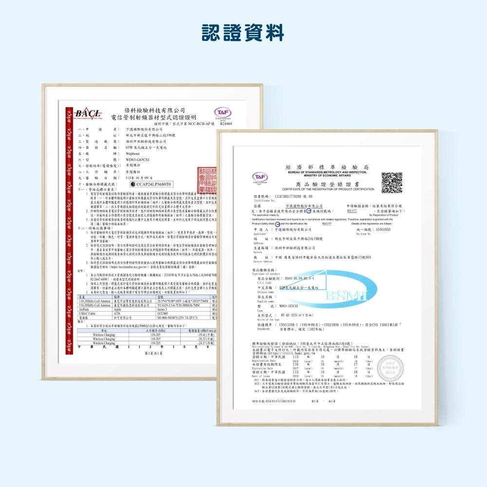 【Wephone】65w氮化鎵五合一充電站 | BSMI NCC 安全認證 PPS充電技術 防火外殼-細節圖7