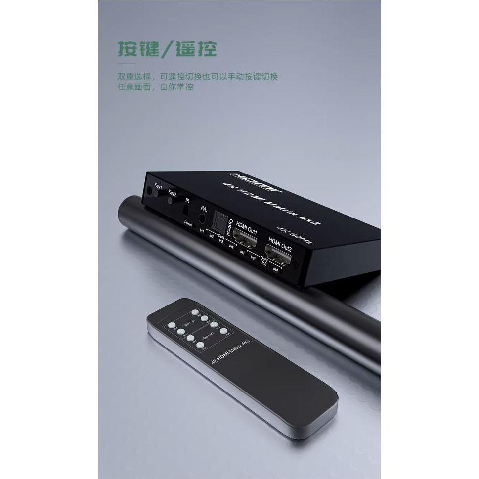 台中現貨 2.0版 HDMI4進2出 四進二出 4對2 切換器 分配器 光纖 3.5 同軸 音頻分離 HDMI 4進2出-細節圖5