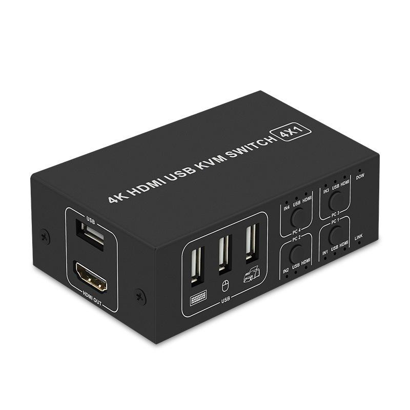 台中現貨 HDMI切換器 4進1出 KVM切換器 HDMI4進1出 1080P 鍵盤滑鼠共享 電腦主機分屏器 USB-細節圖2