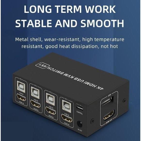台中現貨 HDMI切換器 4進1出 KVM切換器 HDMI4進1出 1080P 鍵盤滑鼠共享 電腦主機分屏器 USB-細節圖3