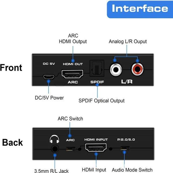 台中現貨 2.0版 HDMI音頻分離器 轉3.5mm 音頻轉換器 光纖 接擴大機 轉RCA 音視頻分離 ARC-細節圖5