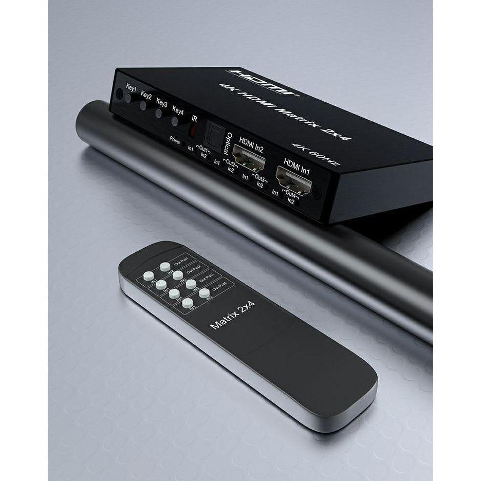 台中現貨 2.0版 HDMI切換器 二進四出 HDMI分配器 4K@60 帶音頻 2進4出 光纖-細節圖7