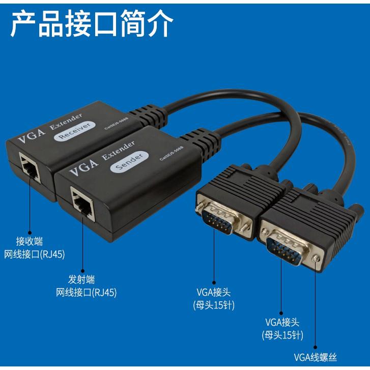 台中現貨 帶線 VGA單網線延長器 60米 1080P VGA延長器 VGA轉RJ45 VGA訊號延長器 工程用 工程業-細節圖5