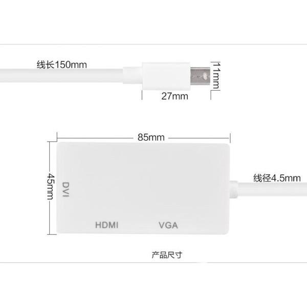 台中現貨 MINI DP轉VGA MINI DP轉HDMI MINI DP轉DVI 三合一轉換器 thunderbolt-細節圖6