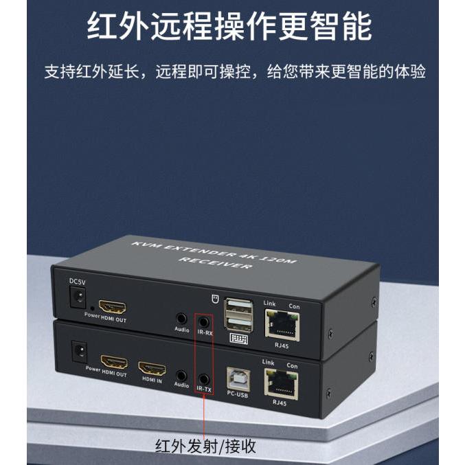 台中現貨 HDMI單網線延長器 120米 RJ45 KVM 環出 USB 傳輸器 IR 紅外線 遠端操控滑鼠鍵盤-細節圖5