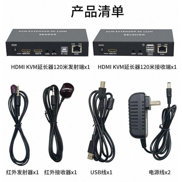 台中現貨 HDMI單網線延長器 120米 RJ45 KVM 環出 USB 傳輸器 IR 紅外線 遠端操控滑鼠鍵盤-細節圖9