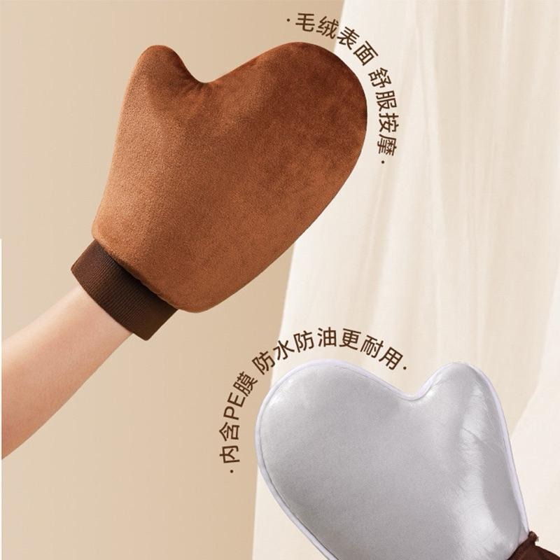 身體乳手套 快速塗抹神器 『趙露思推薦』 擦防曬霜精油懶人按摩植絨手套塗乳液工具-細節圖2