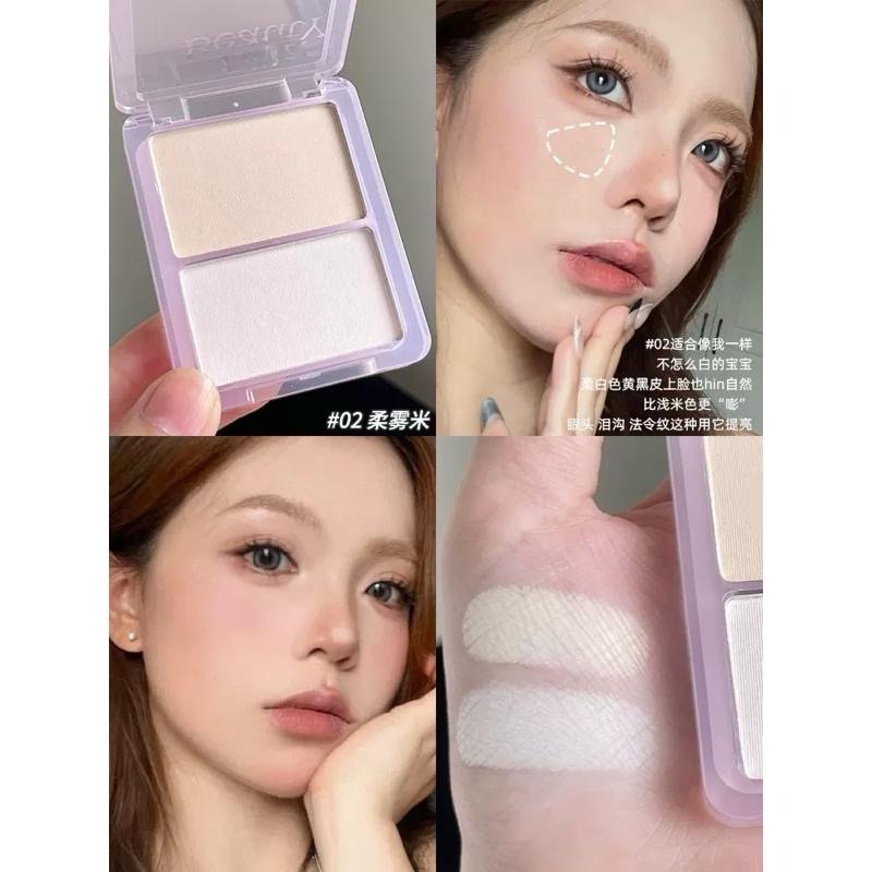 DIJIA締葭 啞光高光粉 高光修容一體盤 陰影面部臉部提亮凹陷雙色腮紅盤-細節圖6