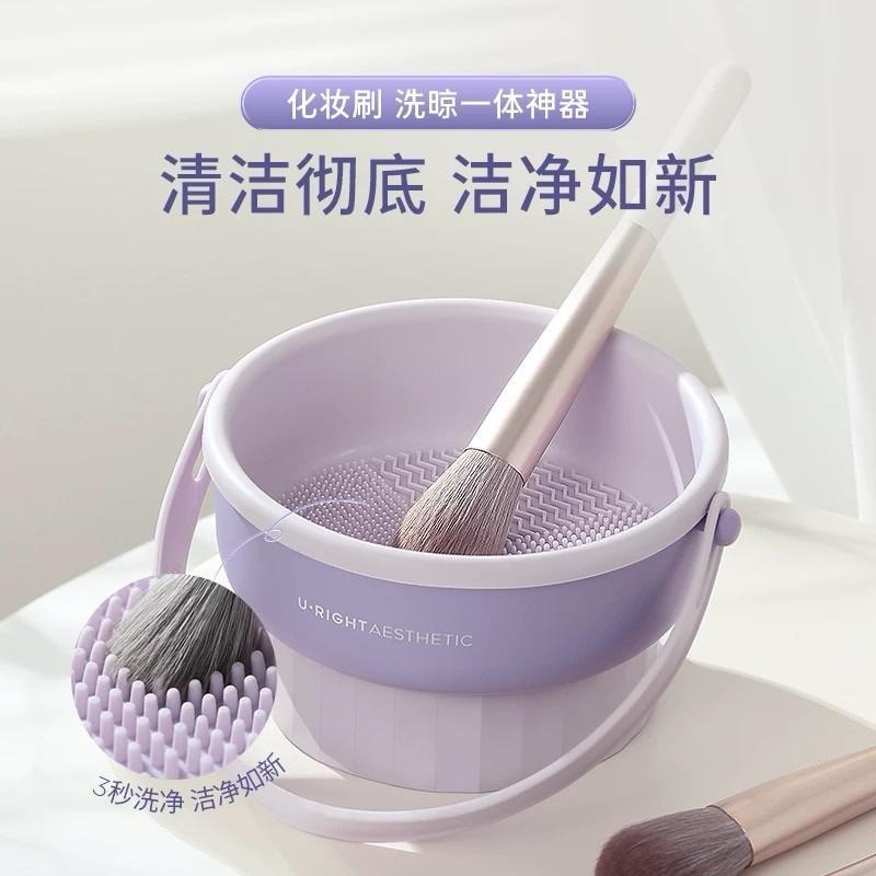 化妝刷清洗碗 洗晾一體矽膠盤 三合一 洗刷神器 粉撲清潔工具晾曬不傷刷毛-細節圖4