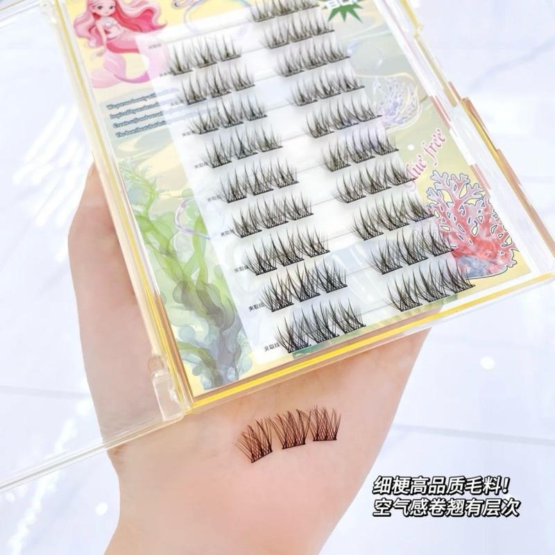 BQI 美人魚 免膠假睫毛 大容量 空氣感捲翹單簇分段式嫁接假睫毛-細節圖6