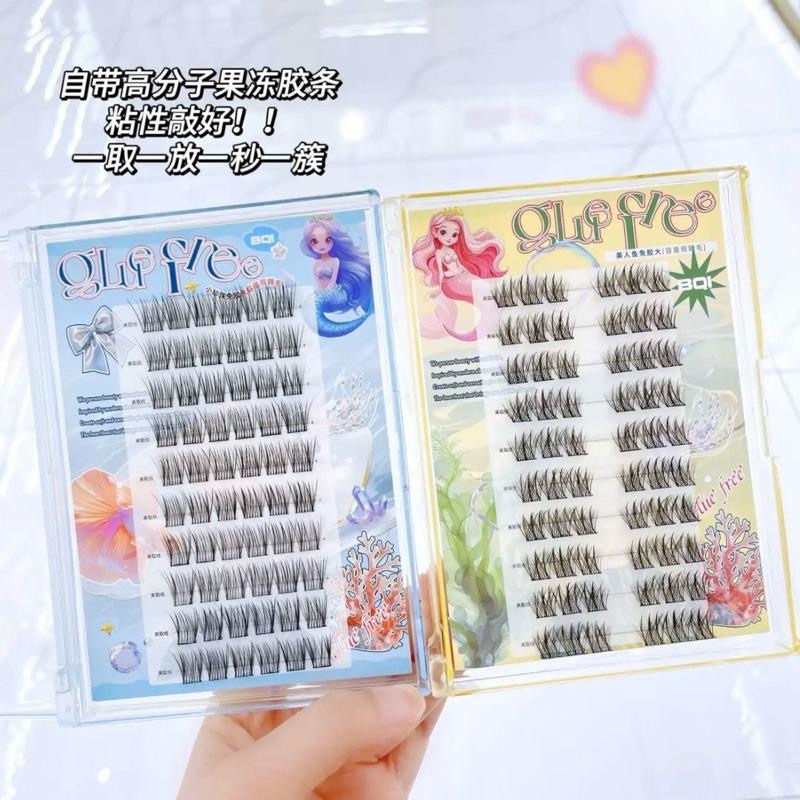 BQI 美人魚 免膠假睫毛 大容量 空氣感捲翹單簇分段式嫁接假睫毛-細節圖8