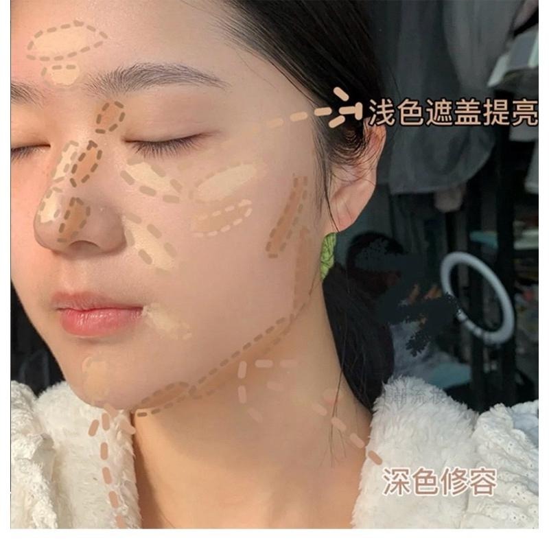 sweet mint 三色遮瑕膏 遮蓋黑眼圈痘痘臉部雀斑專用 自然遮瑕新手遮瑕液乾皮不卡粉水潤服貼-細節圖7