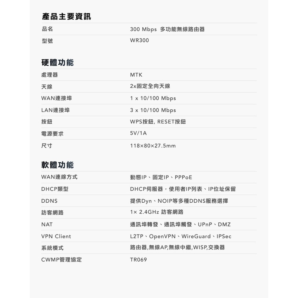 cudy WR300 WiFi 300Mbps 多功能無線路由器-細節圖9