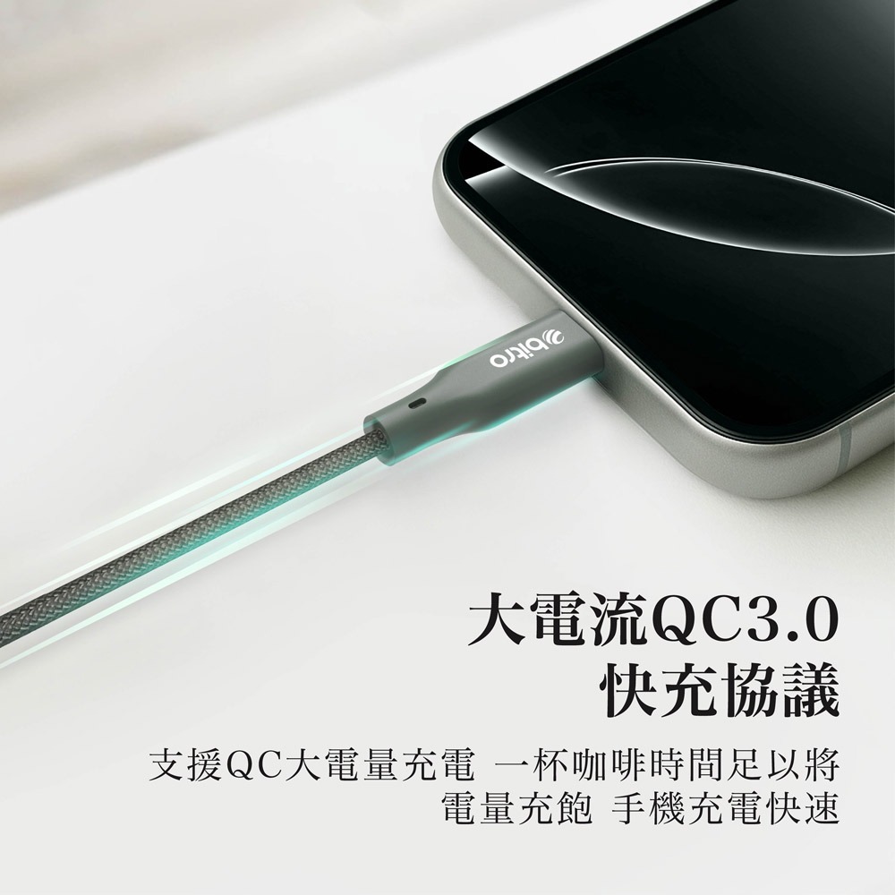 bitro USB-A To Type-C 編織充電線 2M 適用安卓蘋果手機 行動電源 台灣製造-細節圖2