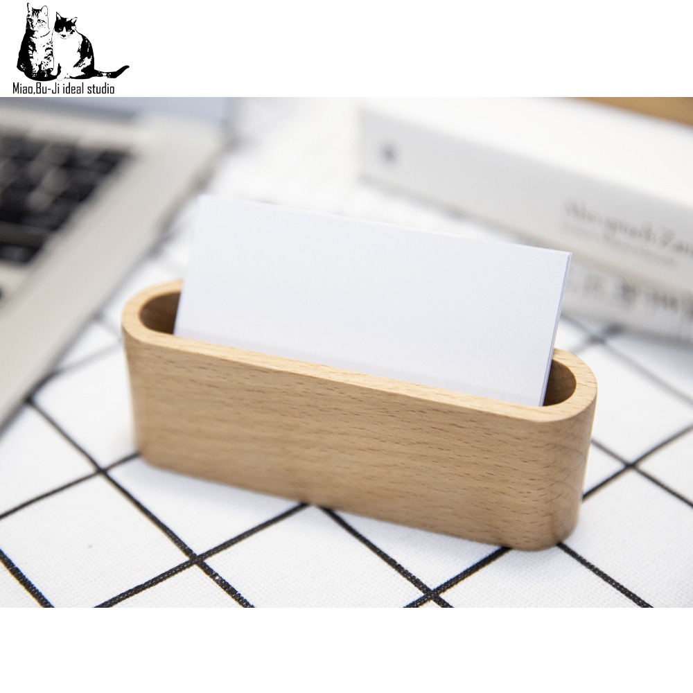 喵布擠｜台灣現貨 天然實木名片座 日式名片座 木質名片座 商務名片收納架 名片架-細節圖6