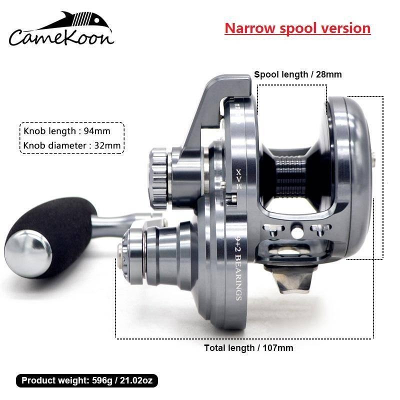 CAMEKON DL50N 窄線杯型 齒比5.3:1 大拉力30kg, 9+2 BB 培林慢速鐵板鼓捲-細節圖5
