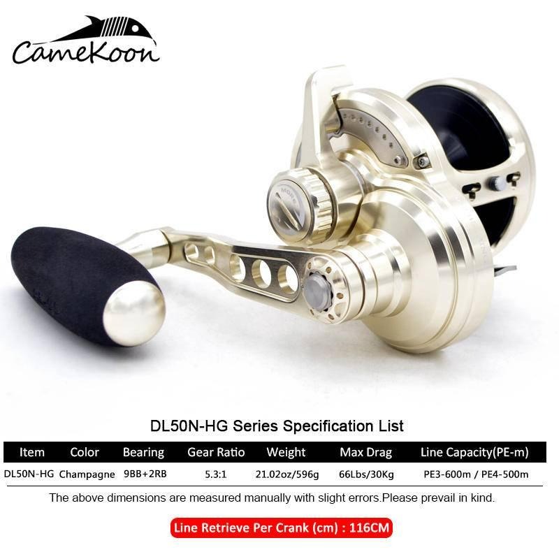 CAMEKON DL50N 窄線杯型 齒比5.3:1 大拉力30kg, 9+2 BB 培林慢速鐵板鼓捲-細節圖8