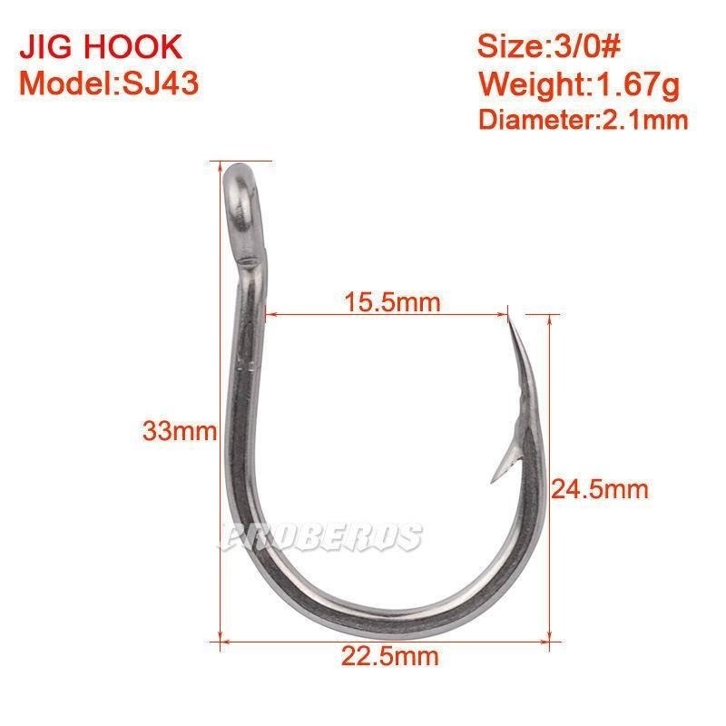 PROBEROS海釣不銹鋼鉤有倒刺帶圈鉤耐海水腐蝕船釣鉤鐵板鉤-SJ43-細節圖8