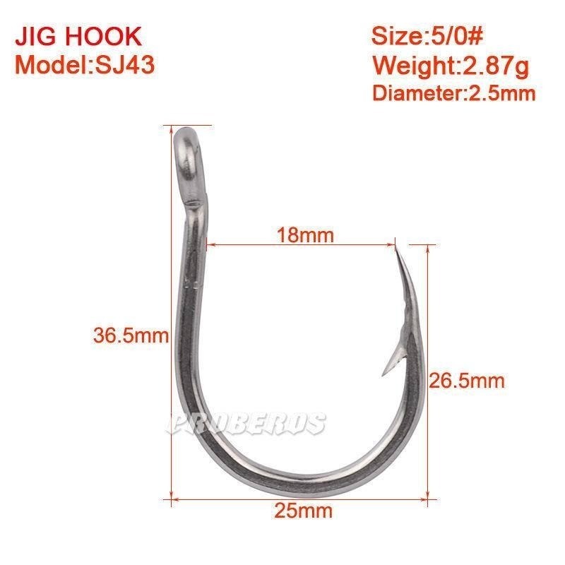 PROBEROS海釣不銹鋼鉤有倒刺帶圈鉤耐海水腐蝕船釣鉤鐵板鉤-SJ43-細節圖9