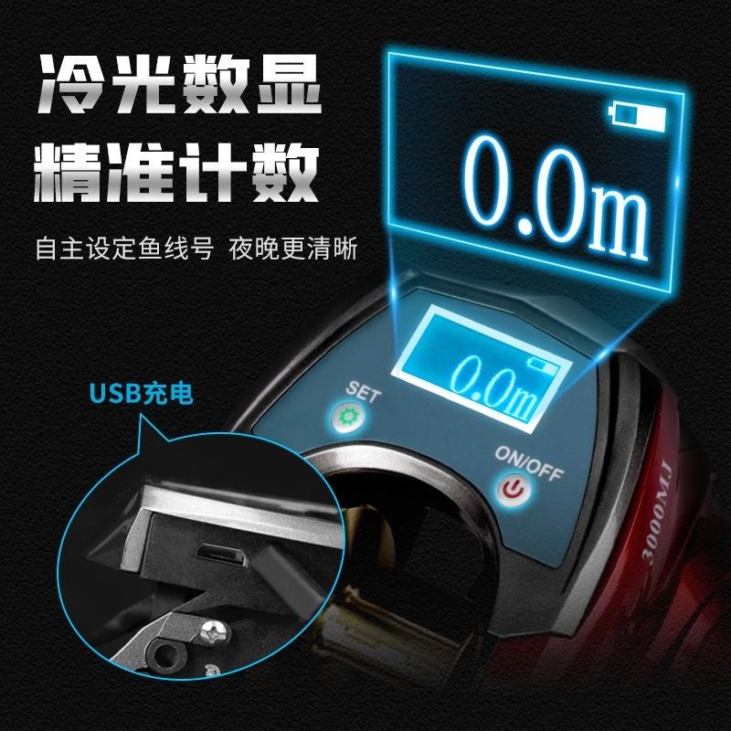 冷光數位顯示20KG拉力大物殺手3000MJ計米大龜捲線器-細節圖2