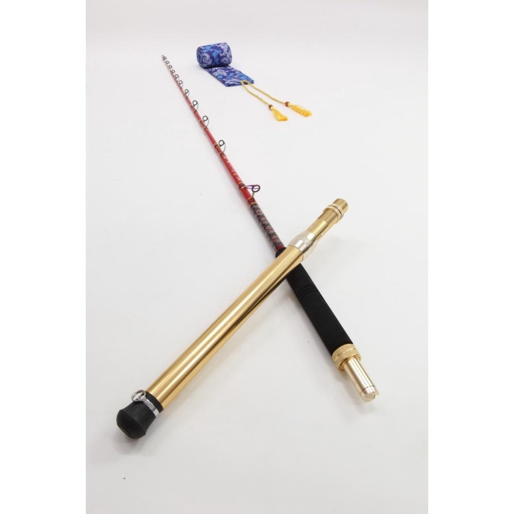 免運費6/7/8/9/10尺超Q彈深海船釣布線竿(鍍鈦/HB/興泰/富士)導環,夜光梢(100~700號)( 鍍金把|鏤-細節圖2