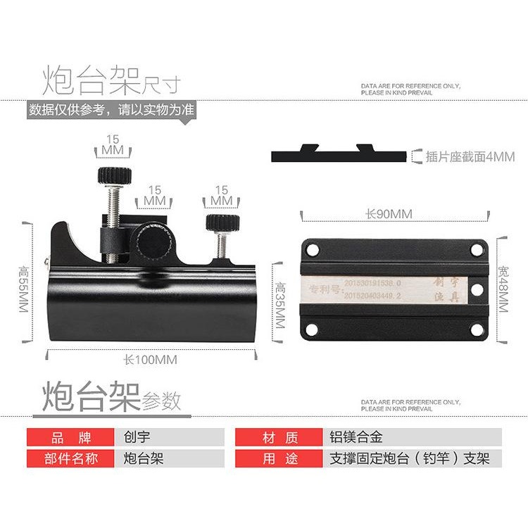 釣箱配件 - 鋁鎂合金釣箱配件插片三件套 左右通用砲台 漁獲網架 餌盆架(餌盆選購)-細節圖6