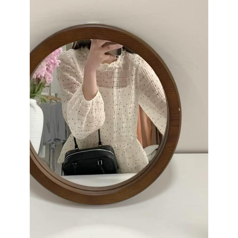 𝐑𝐈𝐂𝐇｜預購🎹韓系仙仙點點花邊長袖上衣配吊帶兩件套-細節圖7