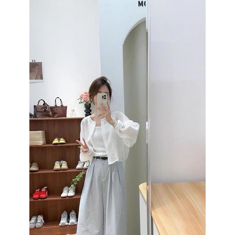 𝐑𝐈𝐂𝐇｜現貨*文藝風輕薄透膚防曬罩衫-細節圖2