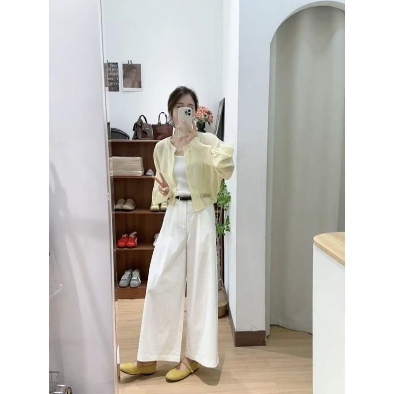 𝐑𝐈𝐂𝐇｜現貨*文藝風輕薄透膚防曬罩衫-細節圖6