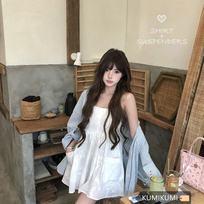 𝐑𝐈𝐂𝐇｜現貨❤️夏日溫柔氣質刺繡吊帶裙（可調肩帶／後鬆緊）-細節圖2