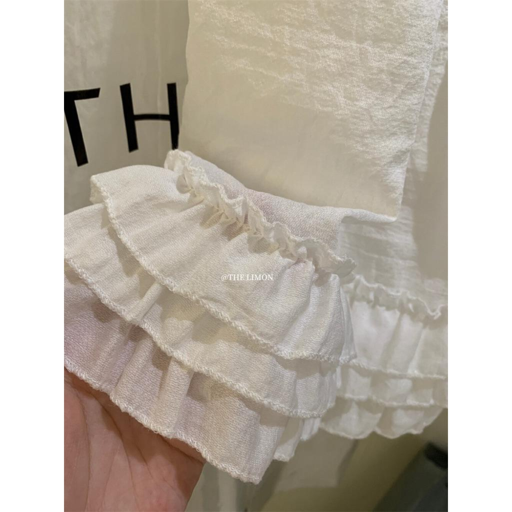 𝐑𝐈𝐂𝐇｜現貨+預購𝗧𝗛𝗘 𝗟𝗜𝗠𝗢𝗡🍋百搭王♡木耳邊綁帶甜美減齡顯瘦短裙-細節圖7