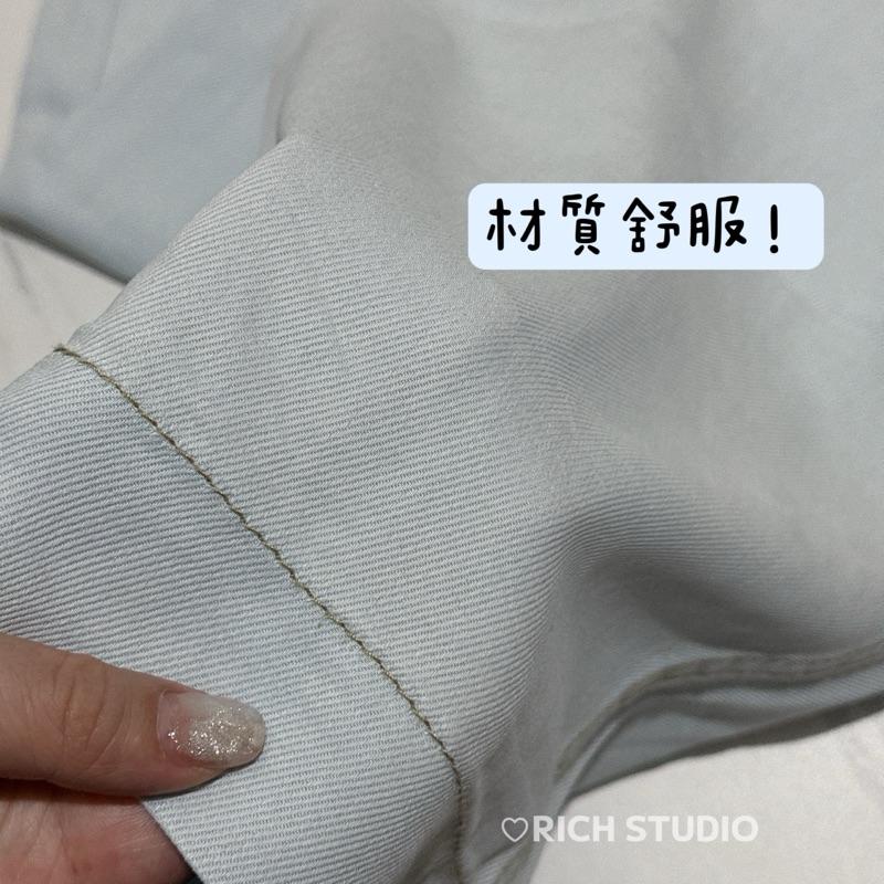 𝐑𝐈𝐂𝐇｜現貨+預購🫰🏻薄款淺色高腰天絲涼感九分寬鬆闊腿垂感牛仔褲想-細節圖5
