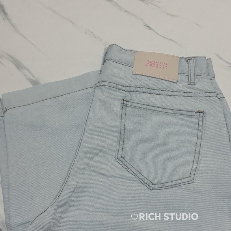 𝐑𝐈𝐂𝐇｜現貨+預購🫰🏻薄款淺色高腰天絲涼感九分寬鬆闊腿垂感牛仔褲想-細節圖8