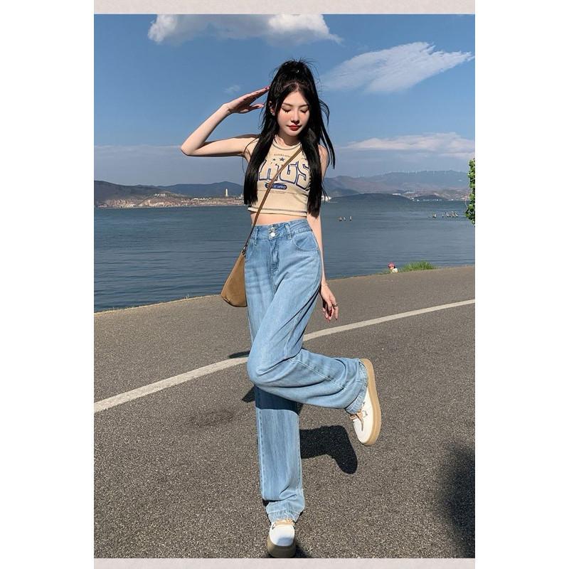 𝐑𝐈𝐂𝐇｜現貨🔥實拍*天絲薄款高腰寬鬆雙鈕扣闊腿褲-細節圖2