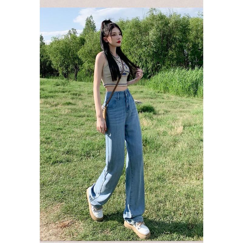 𝐑𝐈𝐂𝐇｜現貨🔥實拍*天絲薄款高腰寬鬆雙鈕扣闊腿褲-細節圖3