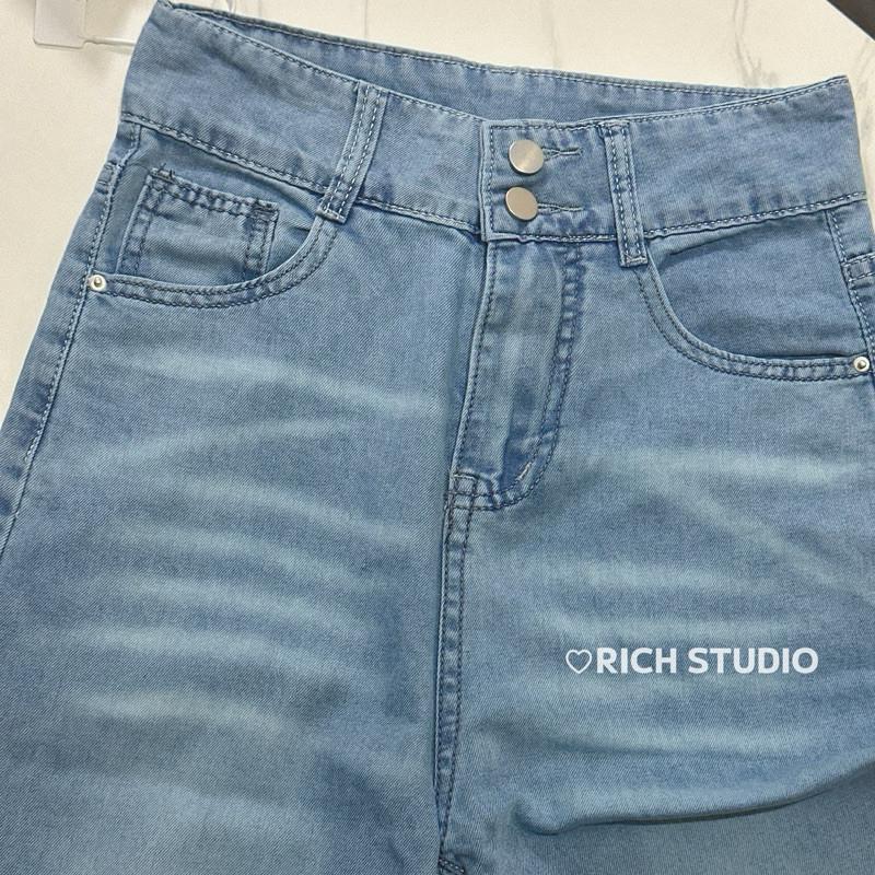 𝐑𝐈𝐂𝐇｜現貨🔥實拍*天絲薄款高腰寬鬆雙鈕扣闊腿褲-細節圖4