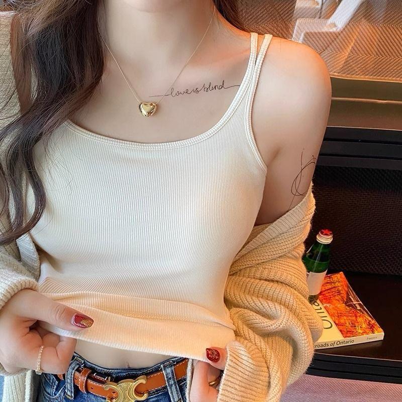 𝐑𝐈𝐂𝐇｜秋冬內磨毛吊帶內搭一體式加厚胸墊打底上衣🫶🏻現貨+預購-細節圖3