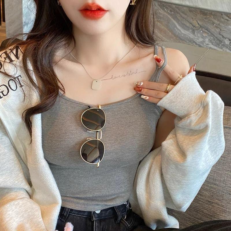 𝐑𝐈𝐂𝐇｜秋冬內磨毛吊帶內搭一體式加厚胸墊打底上衣🫶🏻現貨+預購-細節圖4