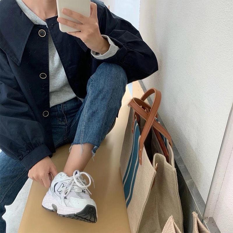 𝐑𝐈𝐂𝐇｜現貨❤️實拍*韓版復古短版薄款風衣外套-細節圖4