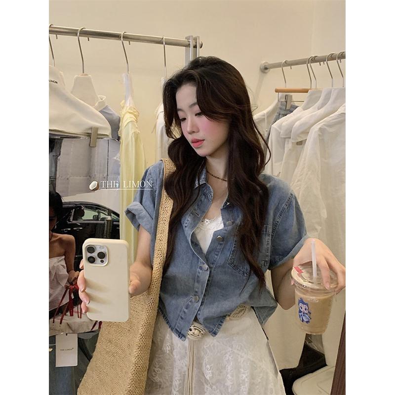 𝐑𝐈𝐂𝐇｜現貨♡𝗧𝗛𝗘 𝗟𝗜𝗠𝗢𝗡🍋軟牛仔百搭短款上衣♡-細節圖3