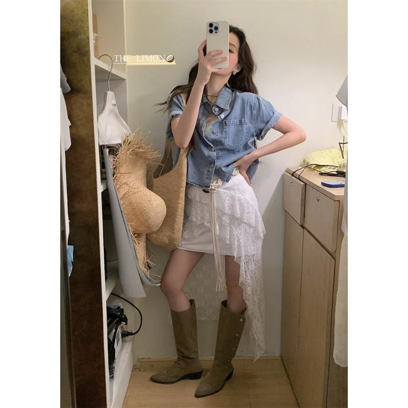 𝐑𝐈𝐂𝐇｜現貨♡𝗧𝗛𝗘 𝗟𝗜𝗠𝗢𝗡🍋軟牛仔百搭短款上衣♡-細節圖4