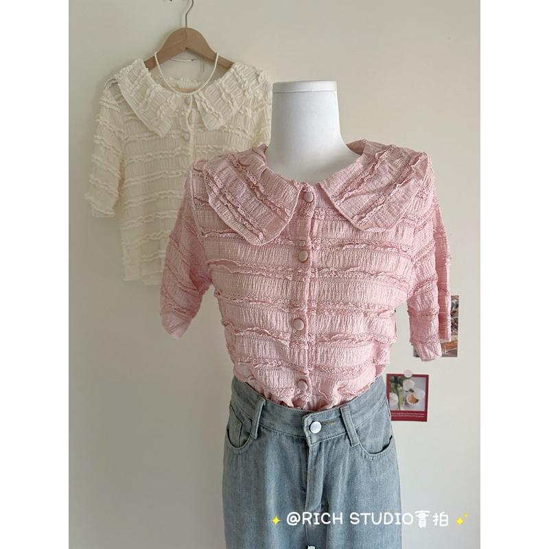 𝐑𝐈𝐂𝐇｜預購❤️娃娃領木耳邊小眾超仙上衣-細節圖6