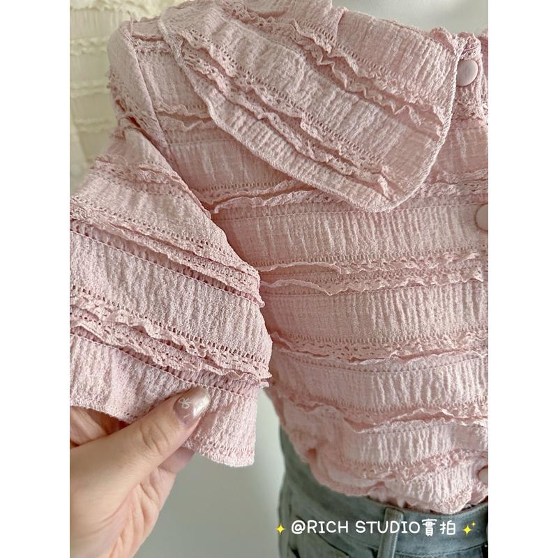 𝐑𝐈𝐂𝐇｜預購❤️娃娃領木耳邊小眾超仙上衣-細節圖8