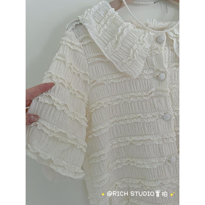 𝐑𝐈𝐂𝐇｜預購❤️娃娃領木耳邊小眾超仙上衣-細節圖9